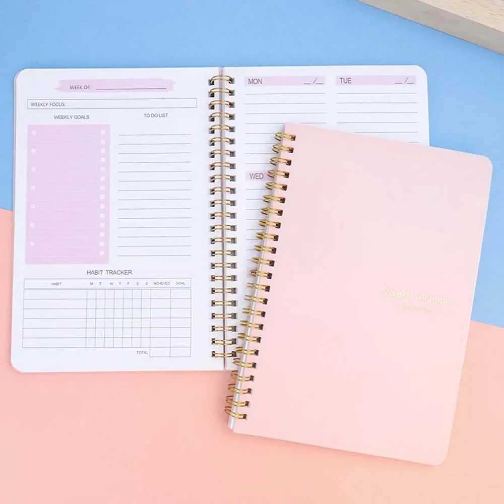 Planner Weekly Budget - A5 Wochenplaner Spiralgebundener Tagesplaner Einfaches Stilvolles