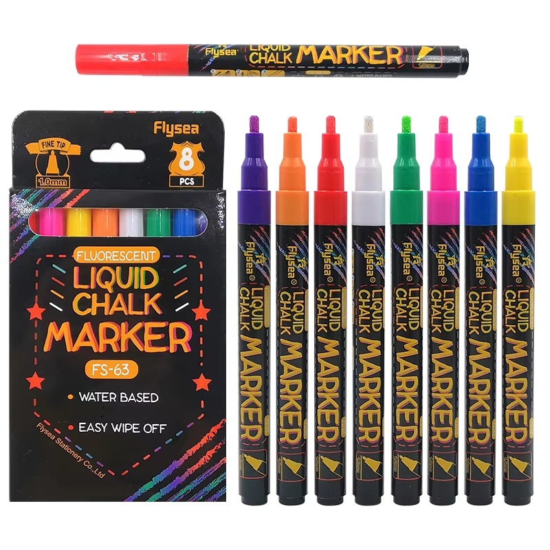 Whiteboard Marker Set - 8 Stück Flüssigkreide-Marker, waschbar und nass