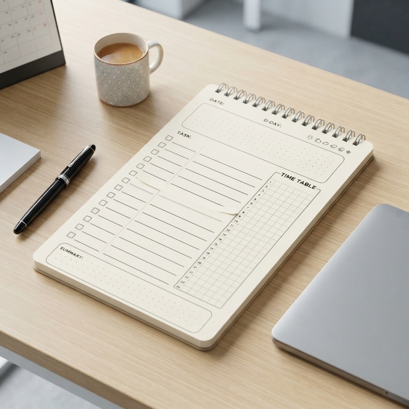 Office Stationery Supply List - 1 Stück Planer-Agenda Spiralgebundenes A5-Notizbuch, Tagesplan,