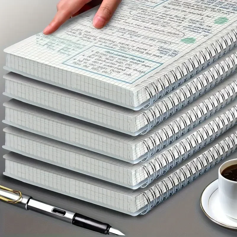 Graph Paper Pad - A5 Spiralblock mit Karomuster, 160 Seiten,