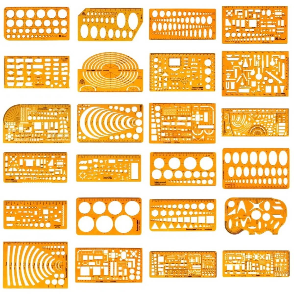 Ruler Set Transparent - Geometrisches Zeichenschablonen-Set mit Messlineal – gelbe