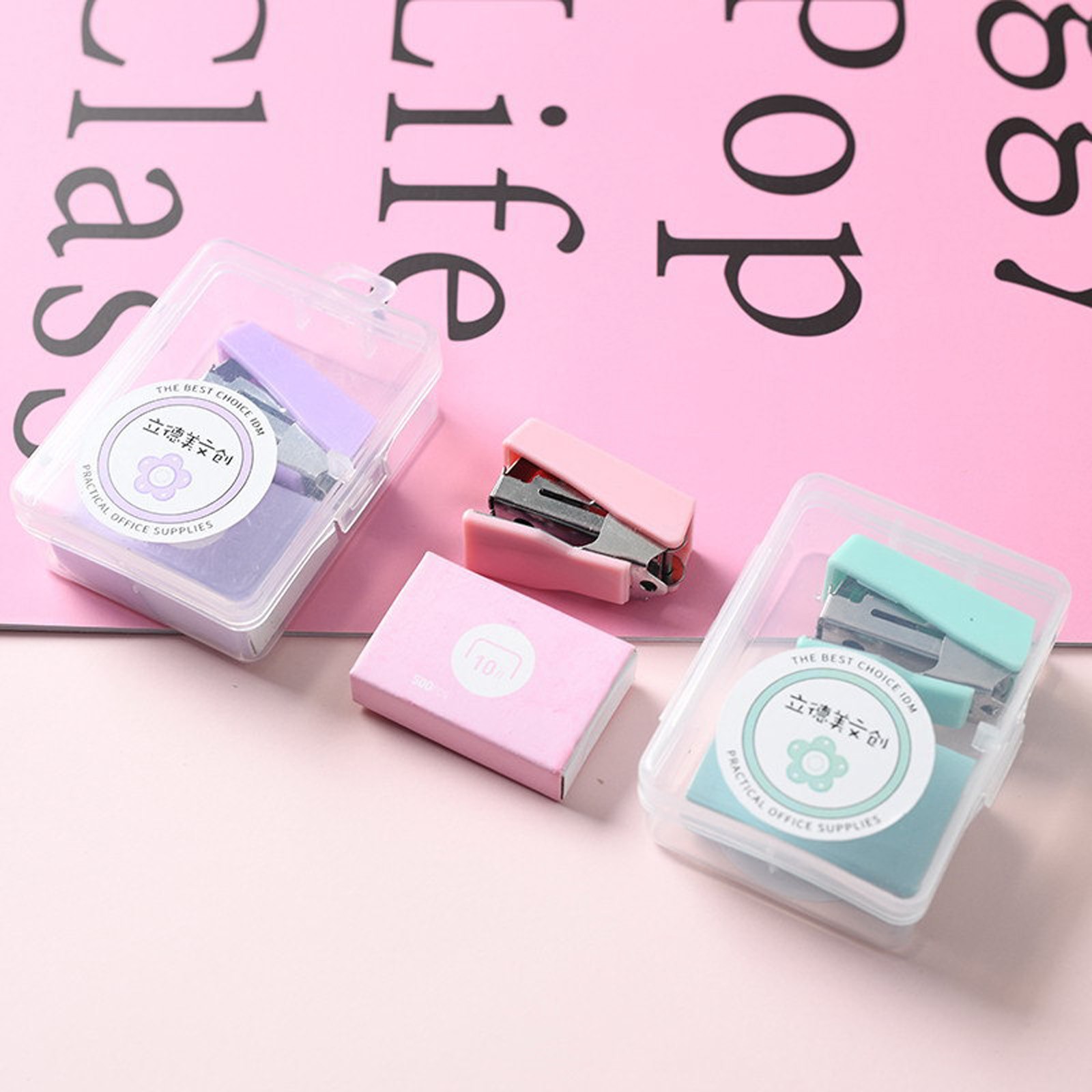 Supply Of Office Stationery - Mini-Desktop-Hefter-Set mit 400 Heftklammern, tragbares Büro-Briefpapier-Set,