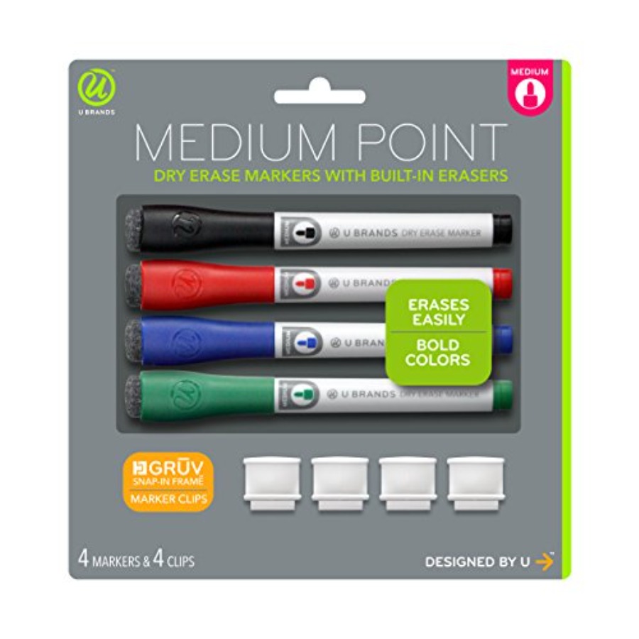 Whiteboard Marker Set - Feinspitzen-Whiteboard-Marker mit Radiergummi, Whiteboard-Marker mit Marker-Clips,