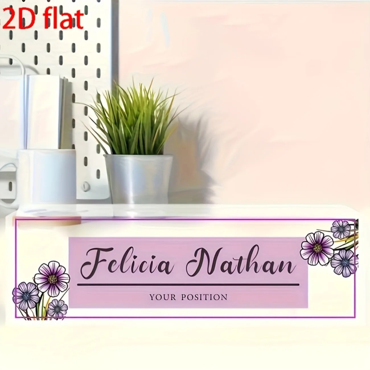 Rosa-lila florales Acryl-Schre – Desk Name Plate Bewertung und Preis